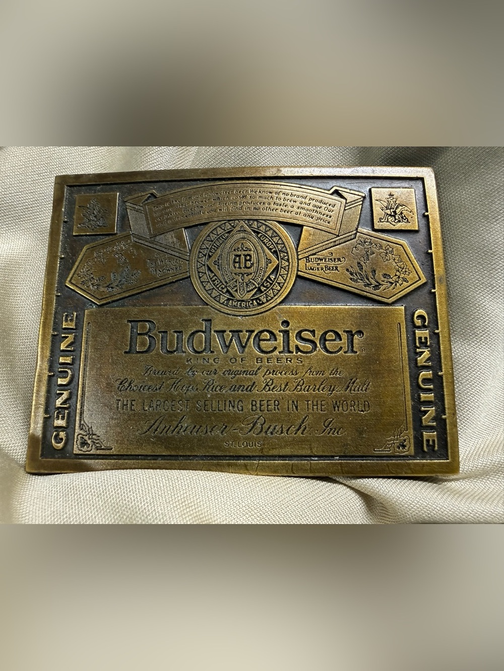 Budweiser Metallic Gold BELT BUCKLE